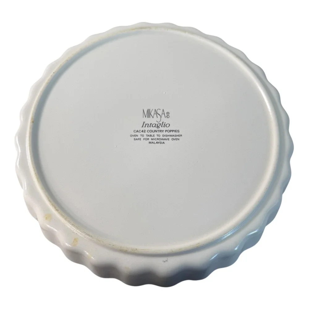 VTG Mikes Intaglio CAC42 Country Poppies Pie Plate Tart Pan‎ Floral Ceramic Oven